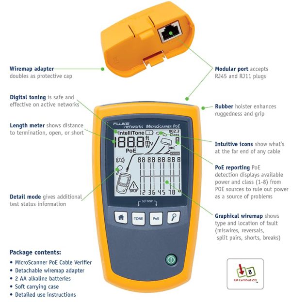 Fluke MicroScanner™ Cable Verifier (o.a. UTP tester) - Afbeelding 3